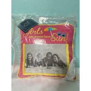 Girls Just Wanna‎ Have Sun Throw Pillow 12"X12" Insert Picture NWT